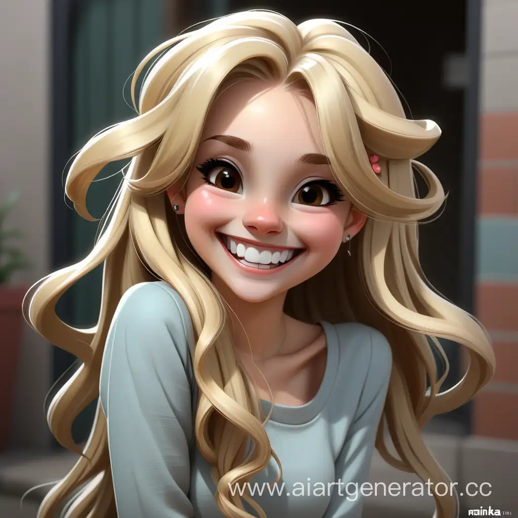 Cutie Marika милая девушка блондинка с широкой улыбкой длинными волосами с милыми заколками по бокам