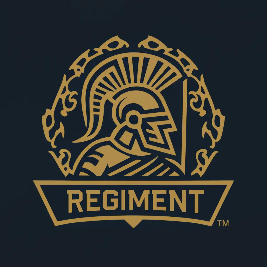 a logo design,with the text "REGIMENT", main symbol:Spartan,complex,clear background