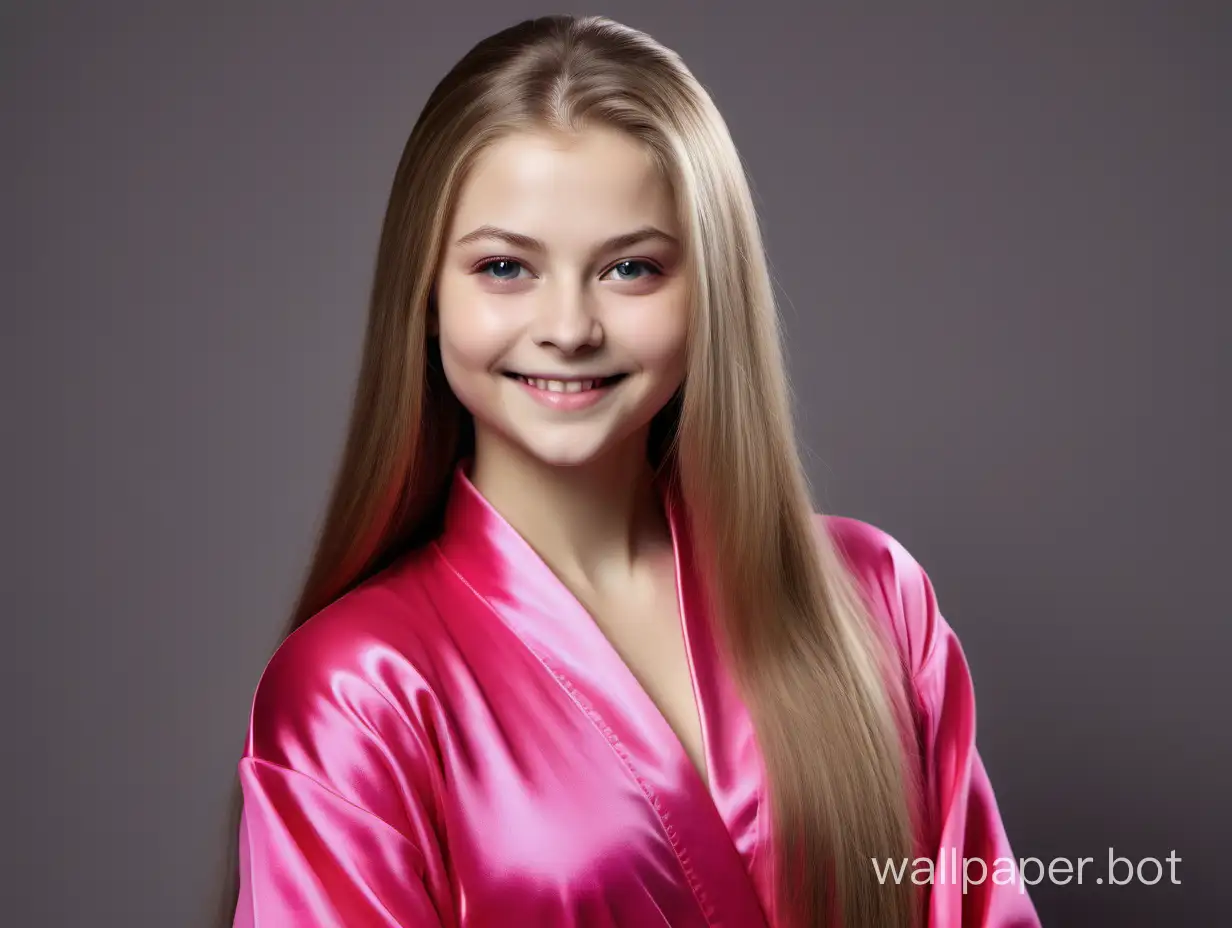 Graceful-Yulia-Lipnitskaya-in-Elegant-Deep-Pink-Silk-Robe
