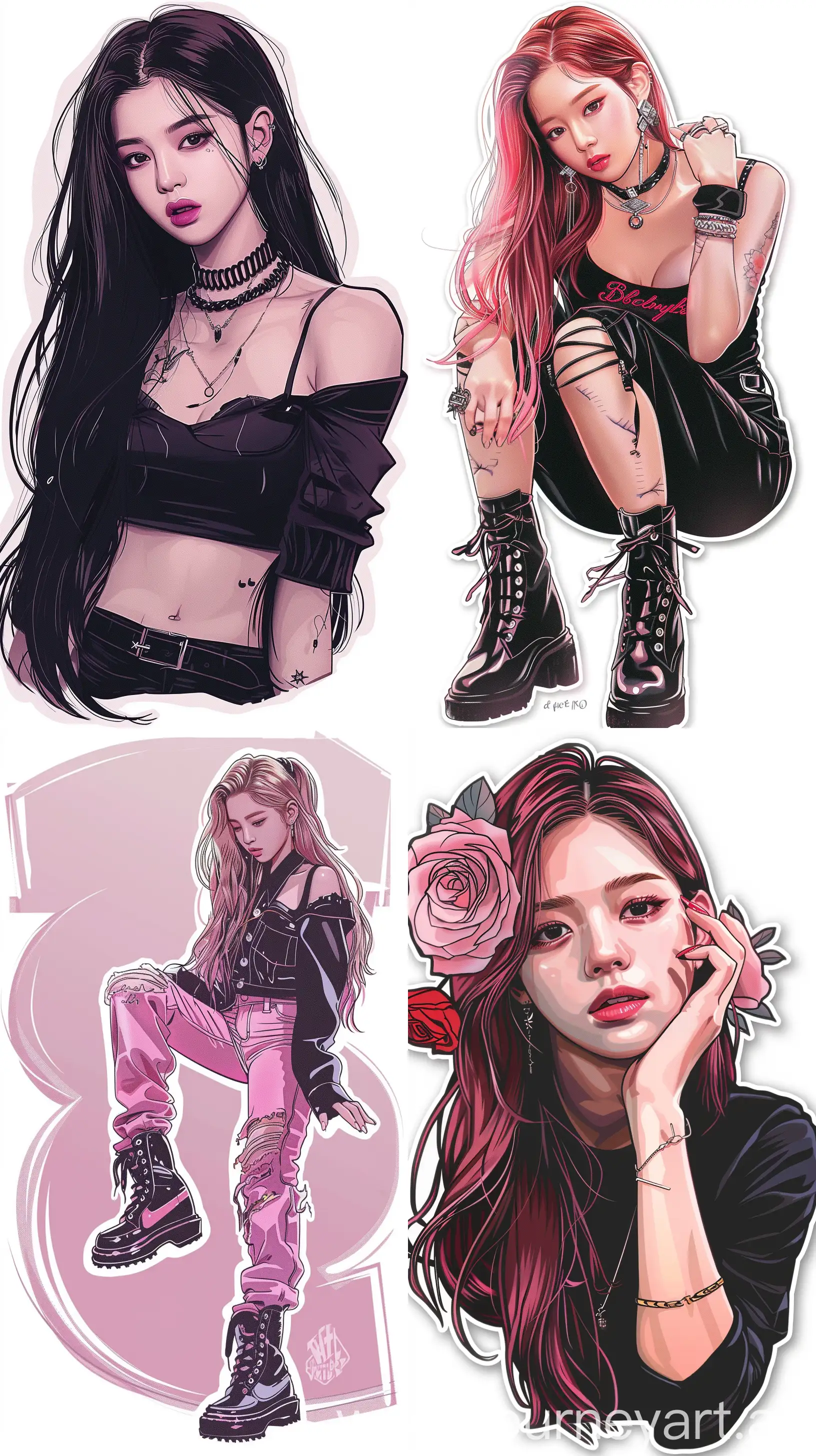 Aesthetic-Blackpinks-Jennie-Anime-Sticker-Design
