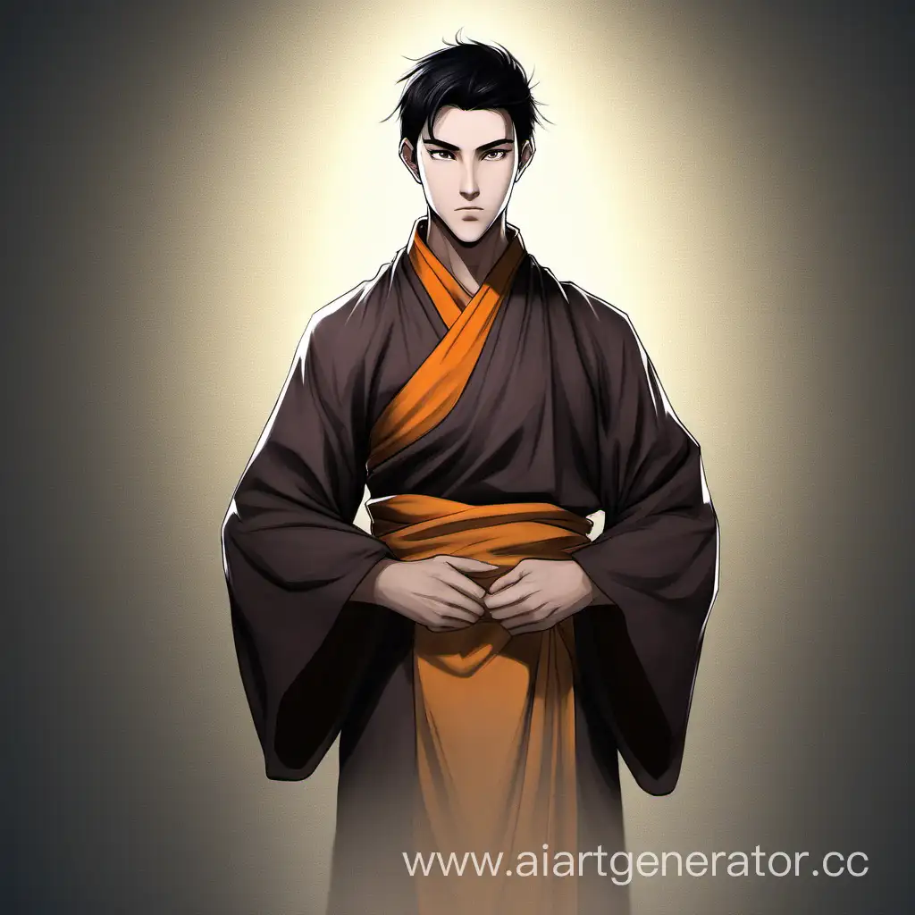 Serene-DarkHaired-24YearOld-Monk-Meditating
