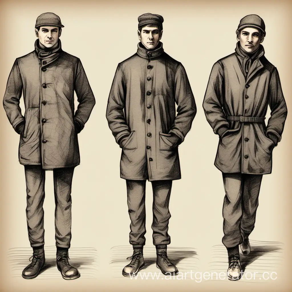 эскиз мужская одежда зимняя для осужденных