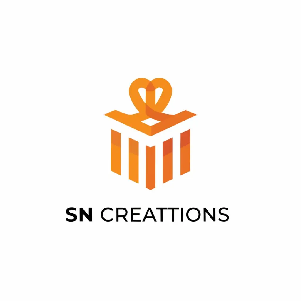 a logo design,with the text "SN Creations", main symbol:Gift packing,Minimalistic,be used in Events industry,clear background
