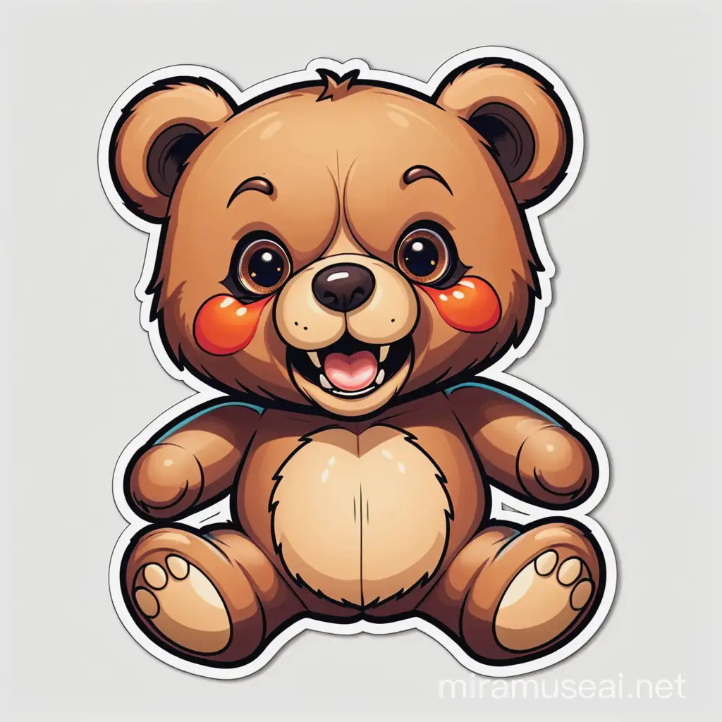 scary teddy bear, sticker, make adobe illustrator image trace friendly,