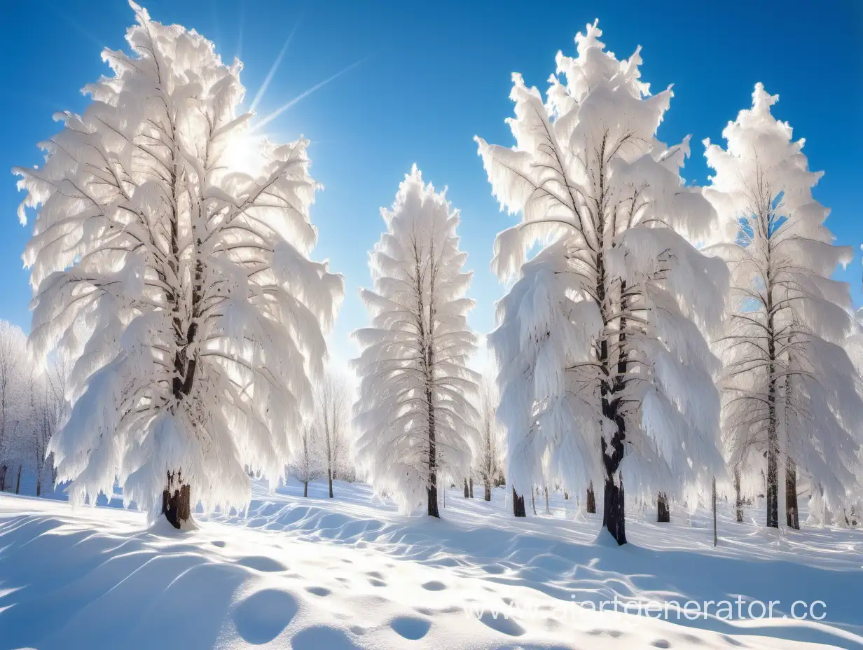 Sunny-Winter-Wonderland-SnowCovered-Trees-in-a-Serene-Landscape