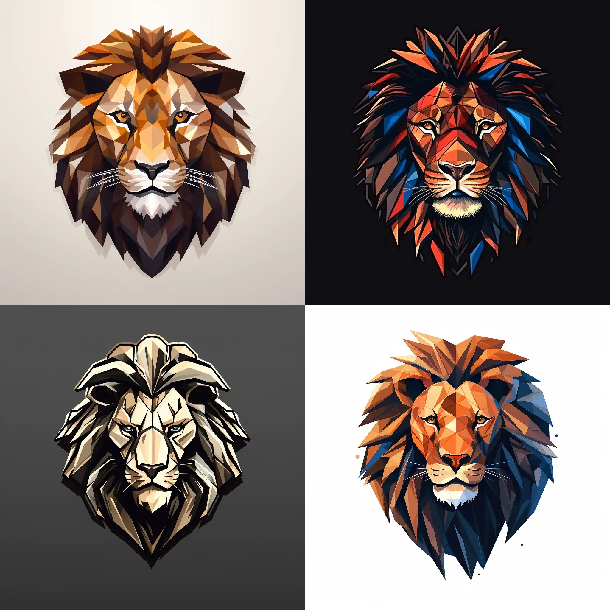 Creative vector sketch cubic lion logo design.