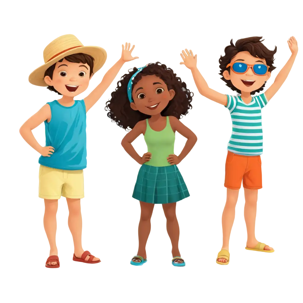 preschoolers in summer outfit clipart
