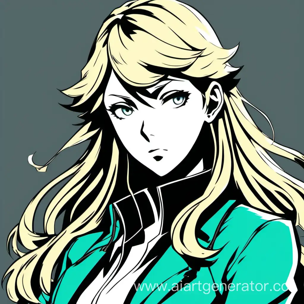 Stylish-Blonde-Girl-in-Turquoise-Clothing-Inspired-by-Persona-5