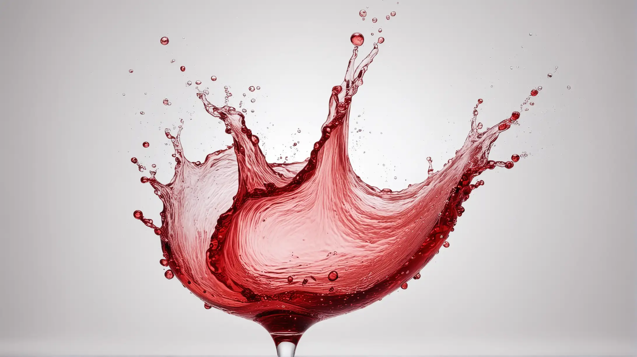Water splash in wine red color and wave on white background