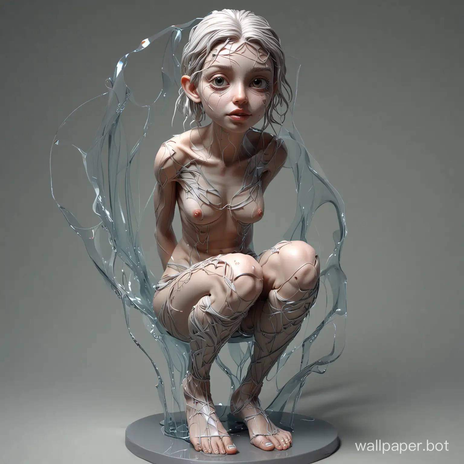Surreal-3D-Art-Enigmatic-Woman-Trapped-in-Liquid-with-Silver-Tattoos
