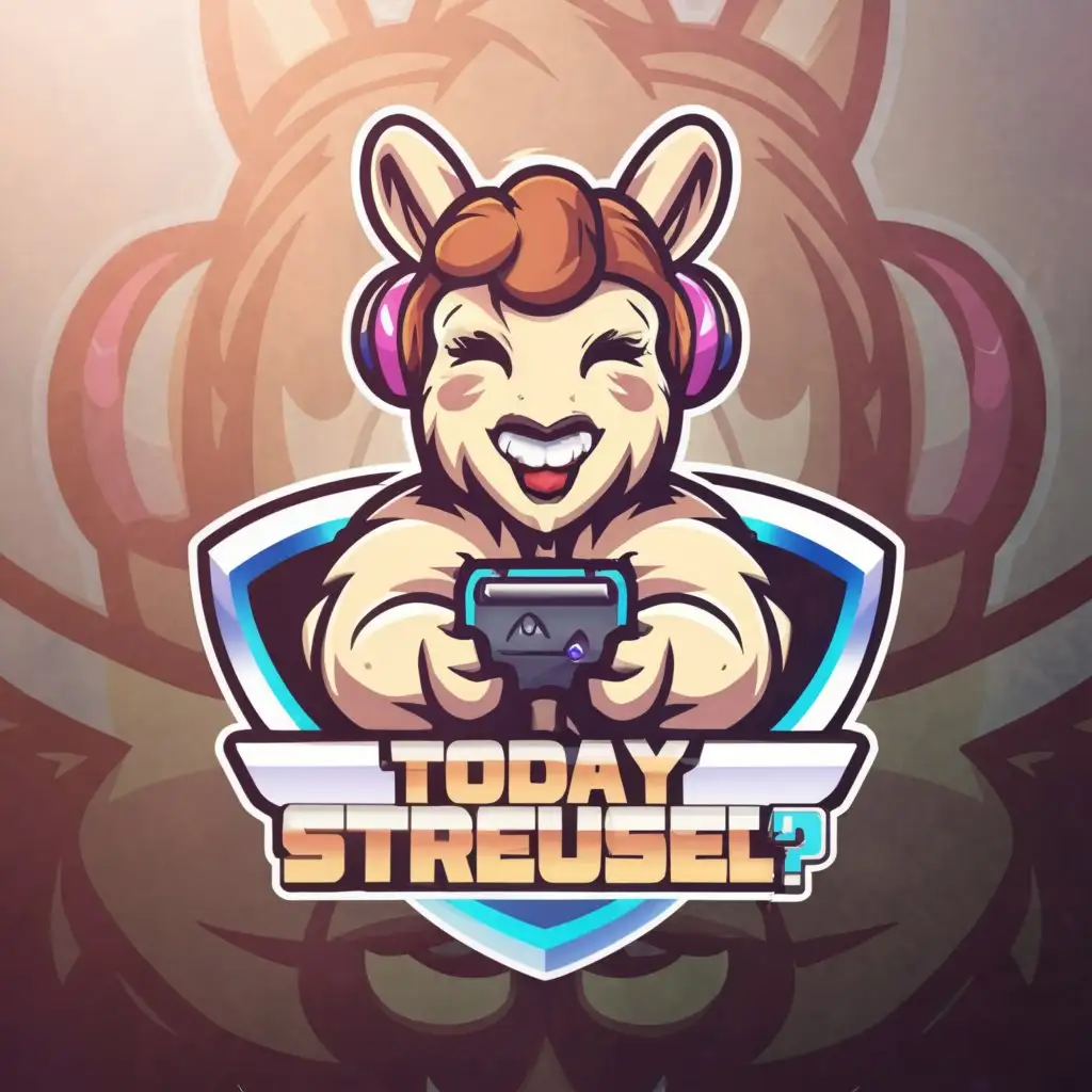 a logo design,with the text "Today streusel?", main symbol:Gaming Lama,Moderate,clear background