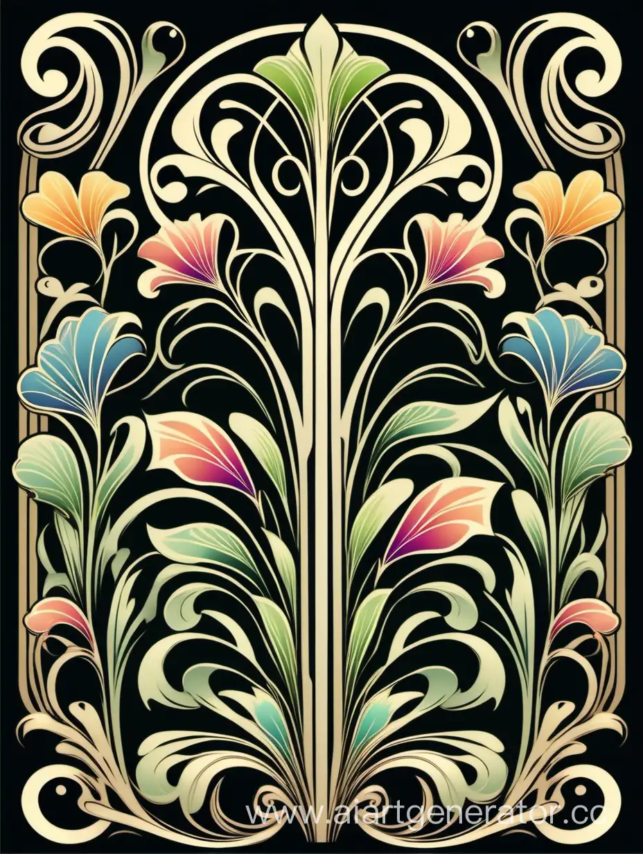 Art Nouveau multicolor Ornamental Graphic Accents, vector illustration, transparent background, vintage elements,