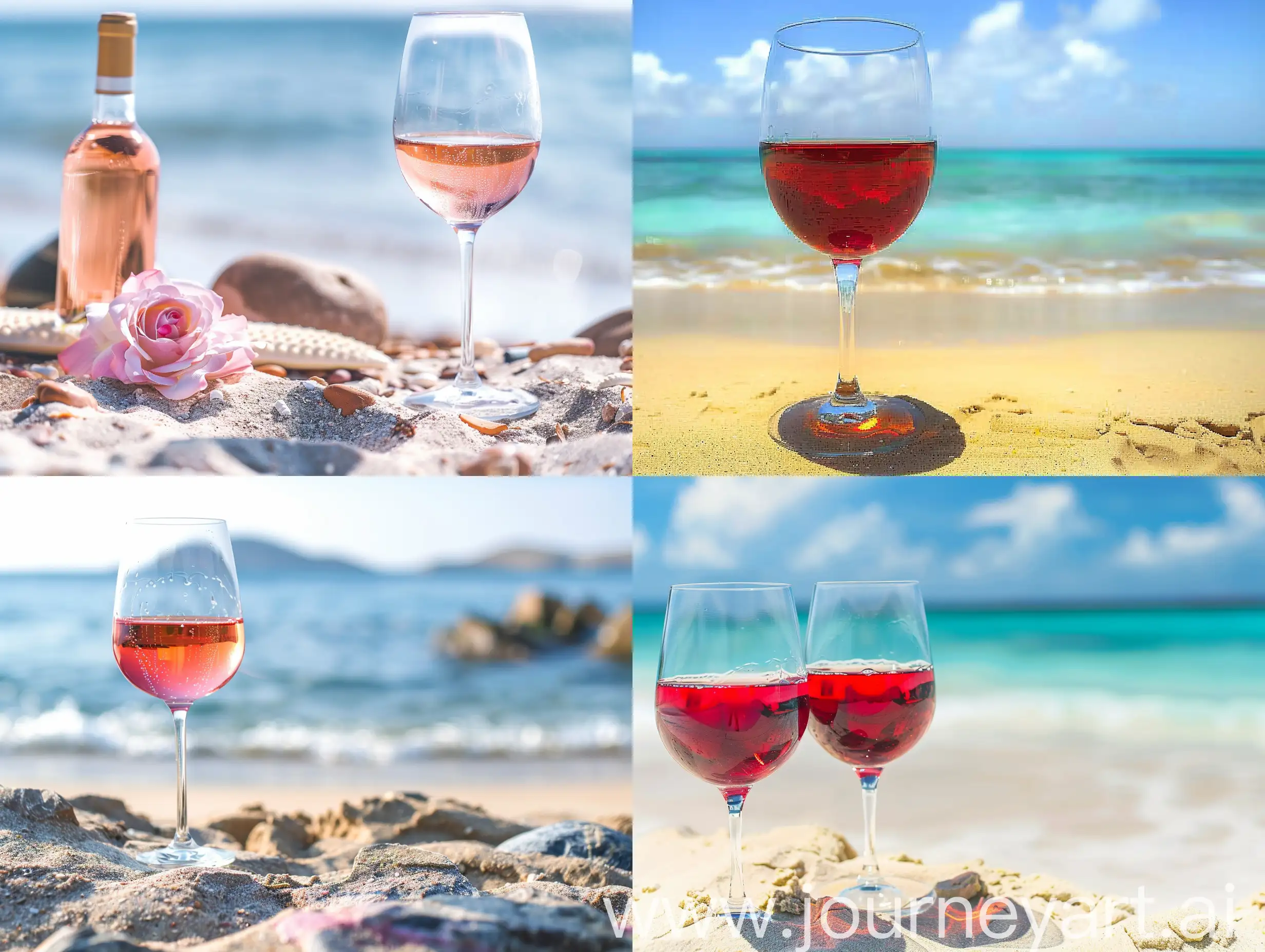 葡萄酒，夏天，沙滩