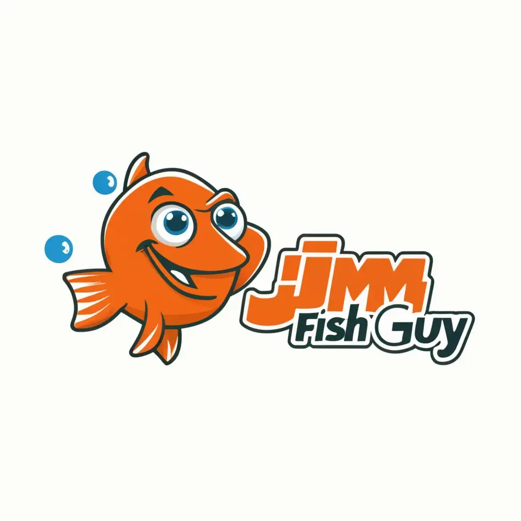 LOGO Design for Jim the Fish Guy Vibrant Goldfish Emblem in Clear