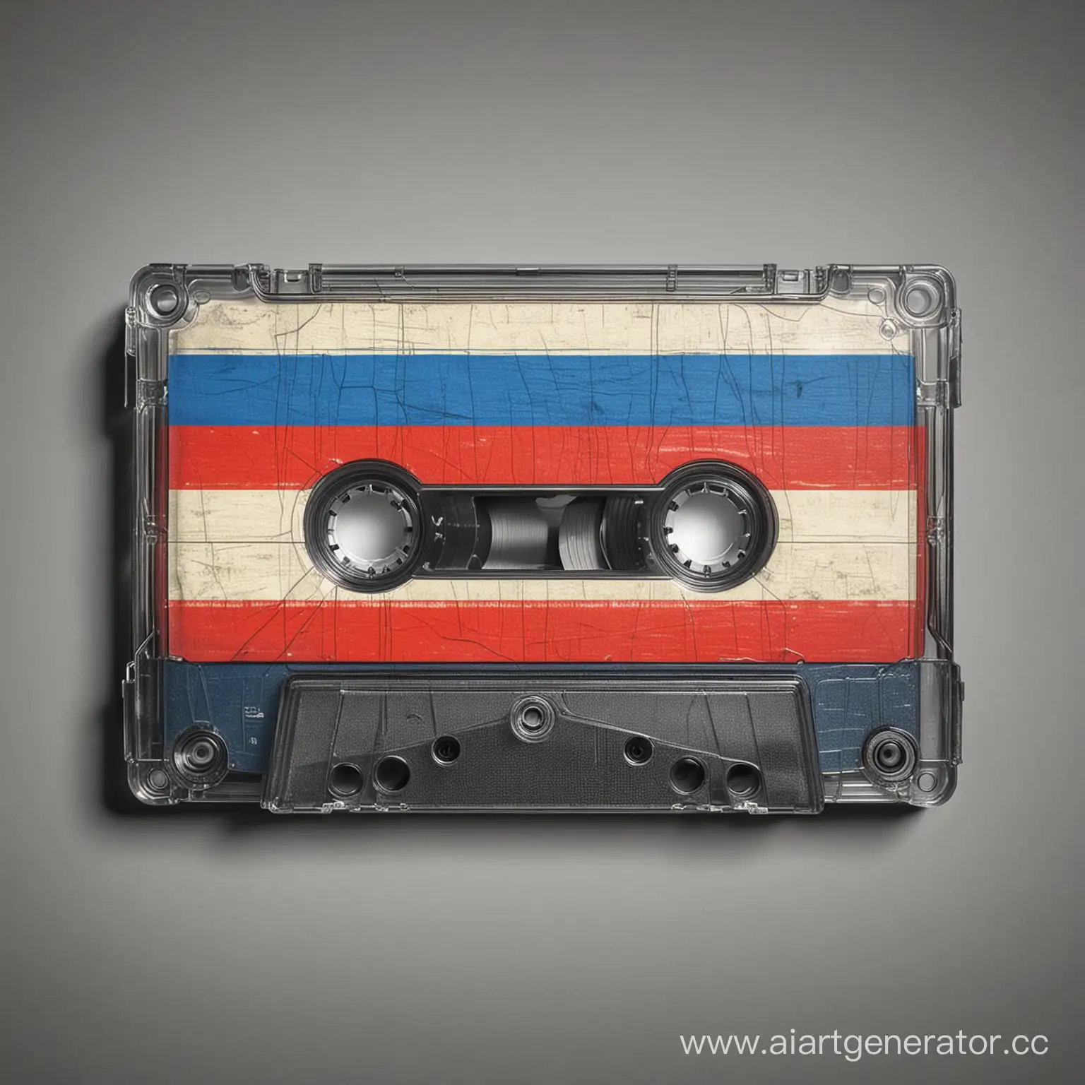 audio cassette with the Russian flag