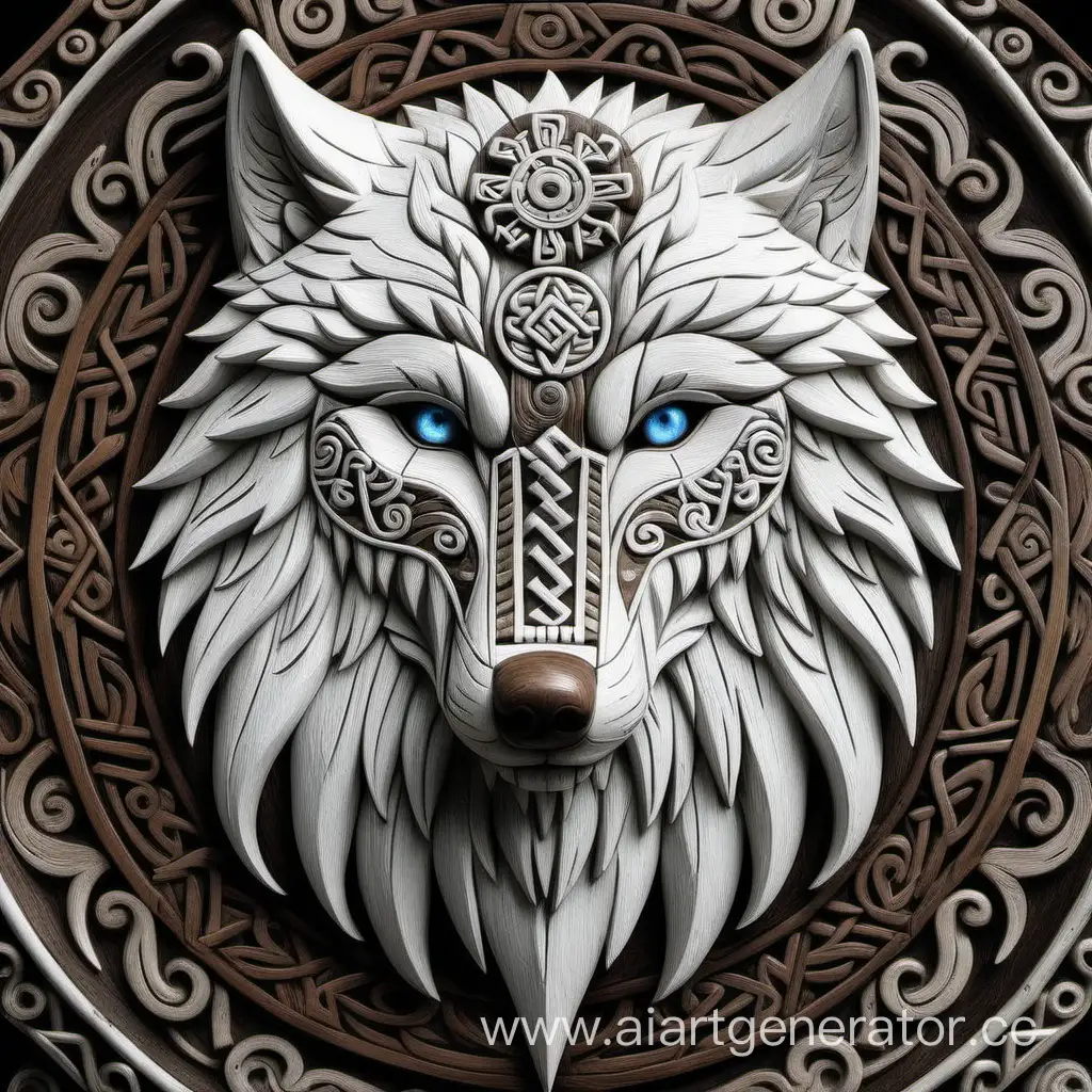 славянский узор голова белого волка суровый