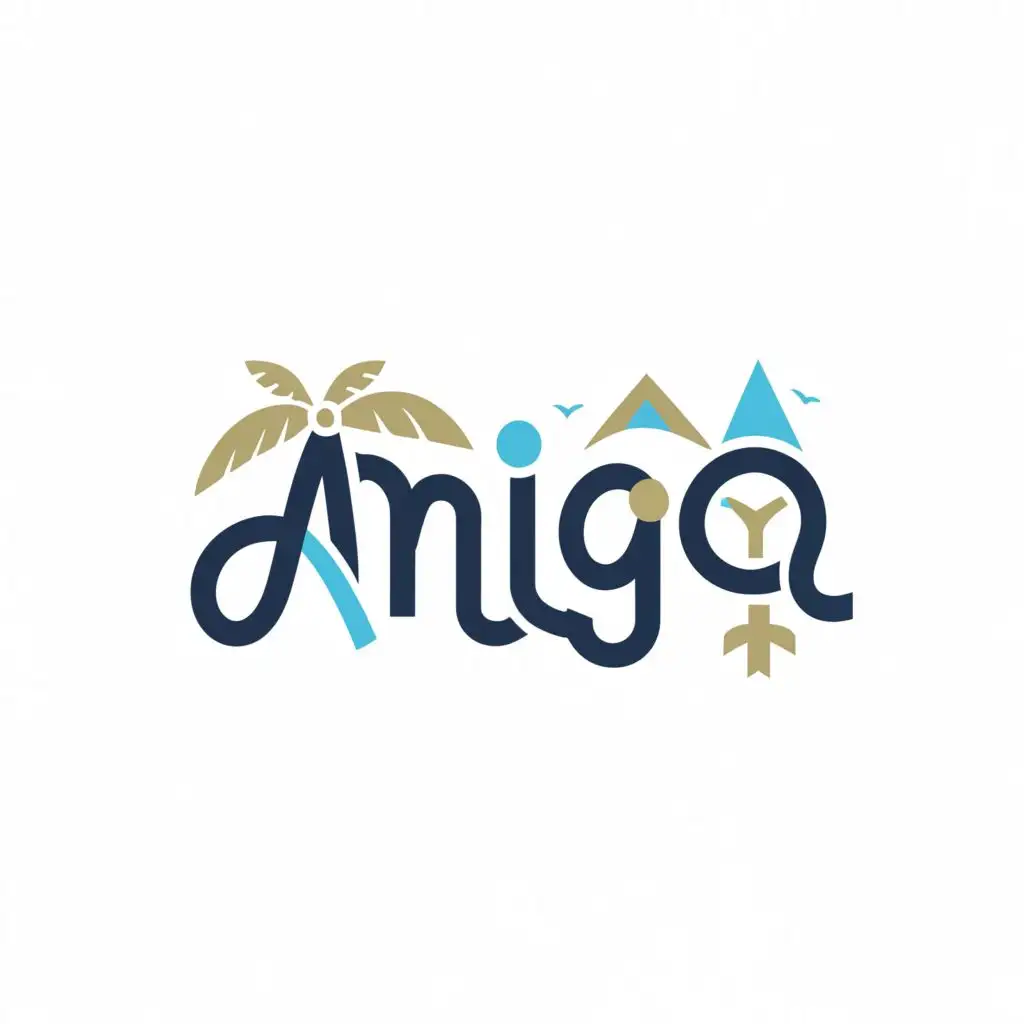 a logo design,with the text "Amigo", main symbol:A,Moderate,be used in Travel industry,clear background