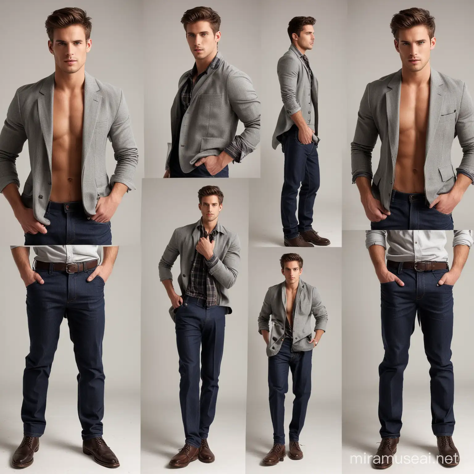 Diverse Male Model Poses Showcase Professional Photography