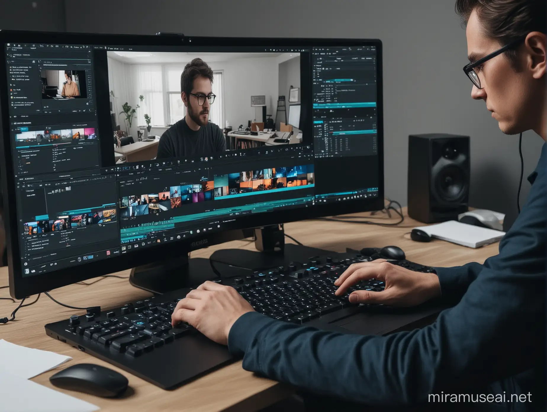 Digital Video Editor in Motion Enhancing Clips with Color Grading and Sound Design