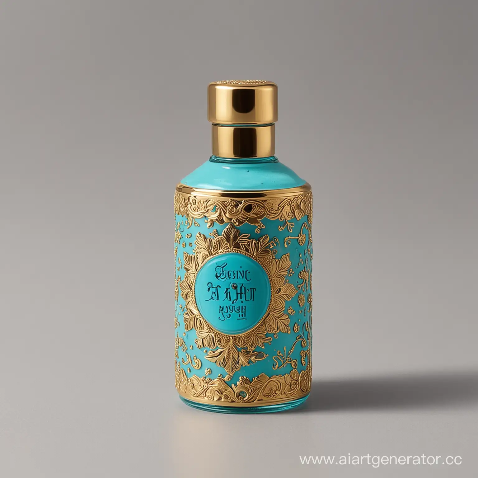 Luxurious-Cosmetic-Bath-Series-Bottle-with-Turquoise-and-Gold-Embossed-Label
