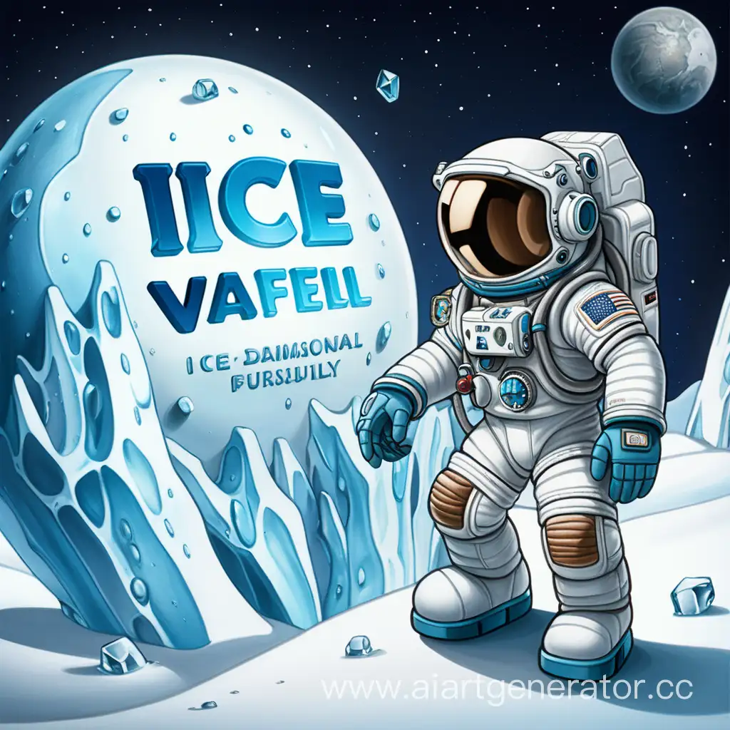 Cartoon-Astronaut-and-Inscription-on-Ice-Vafel-Background