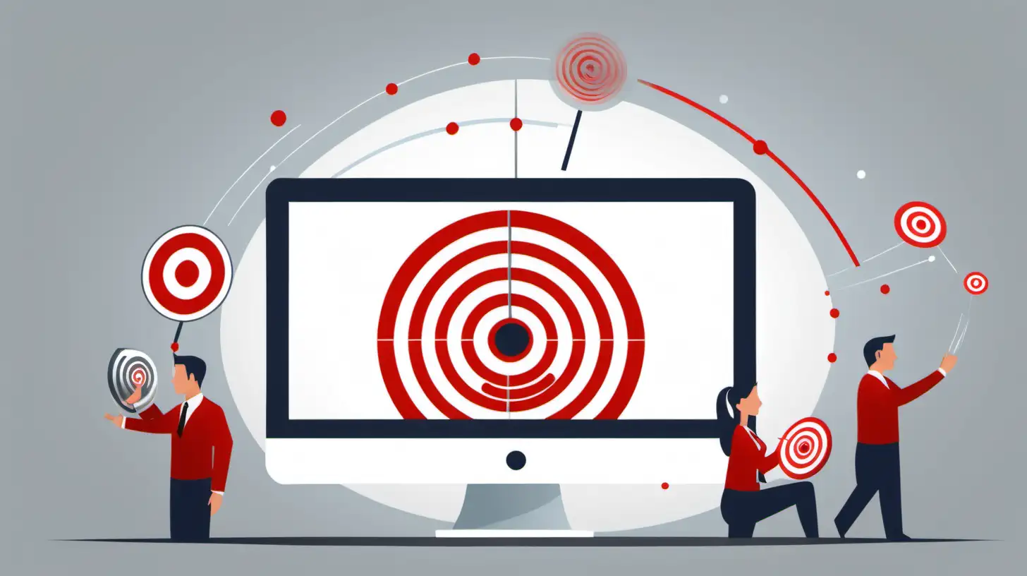 Retargeting in Marketing Enhances Customer Loyalty for Businesses for optimizing website performance

no writing and words should be included only perception based scenario focusing website

the background color should be gray and red color