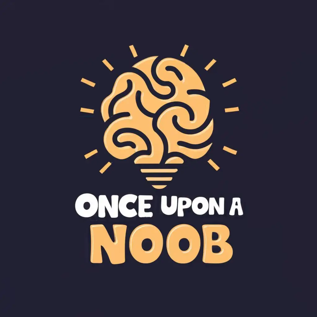 a logo design,with the text "once upon a noob", main symbol:bulb brain idea,Moderate,clear background