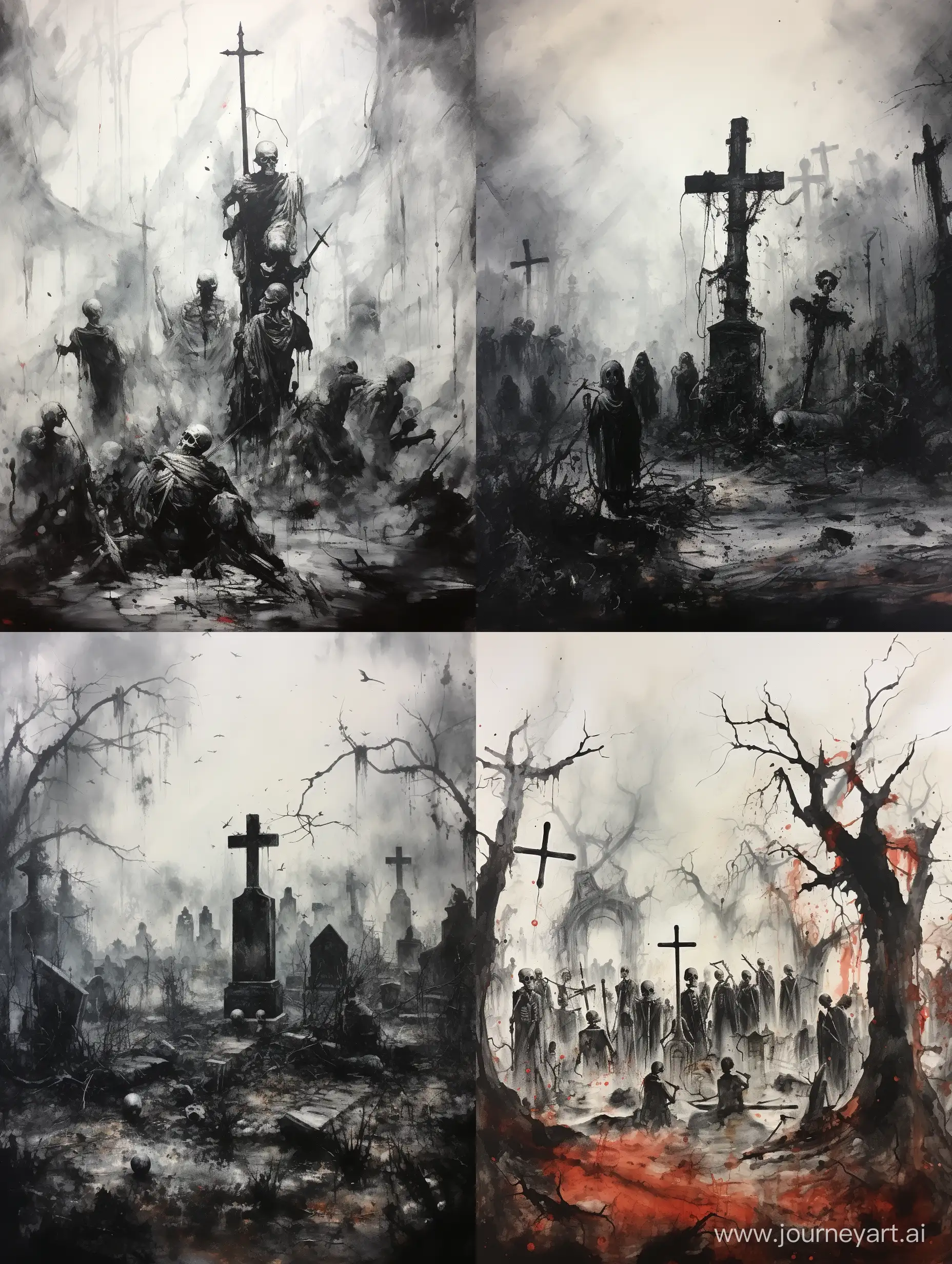 Epic-Tombstone-Battle-in-Striking-Ink-Painting