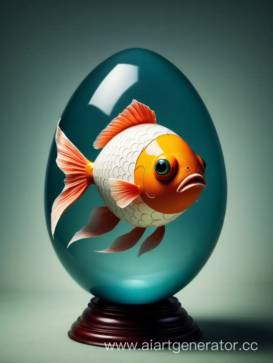 Colorful-Fish-Swimming-around-a-Floating-Egg-in-Tranquil-Waters