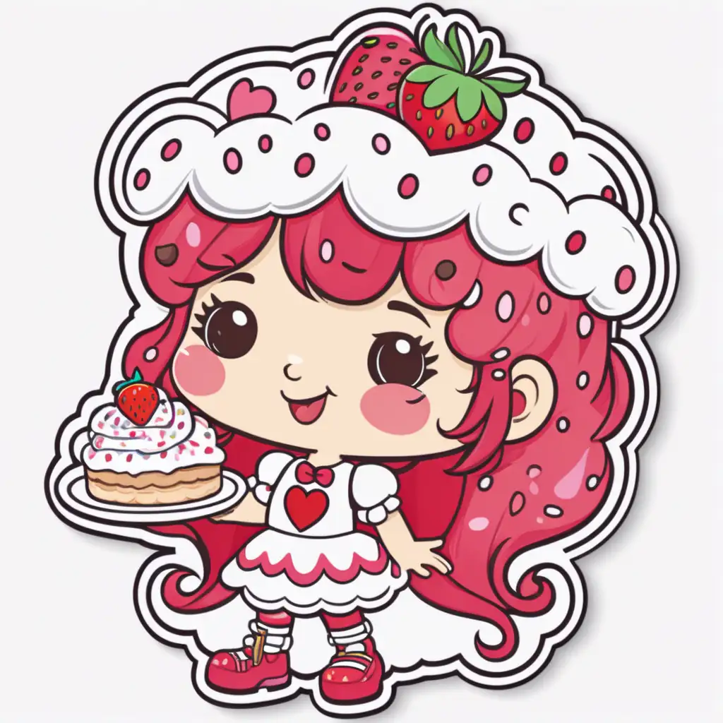 Delightful Strawberry Shortcake Valentine Sticker with Sprinkles
