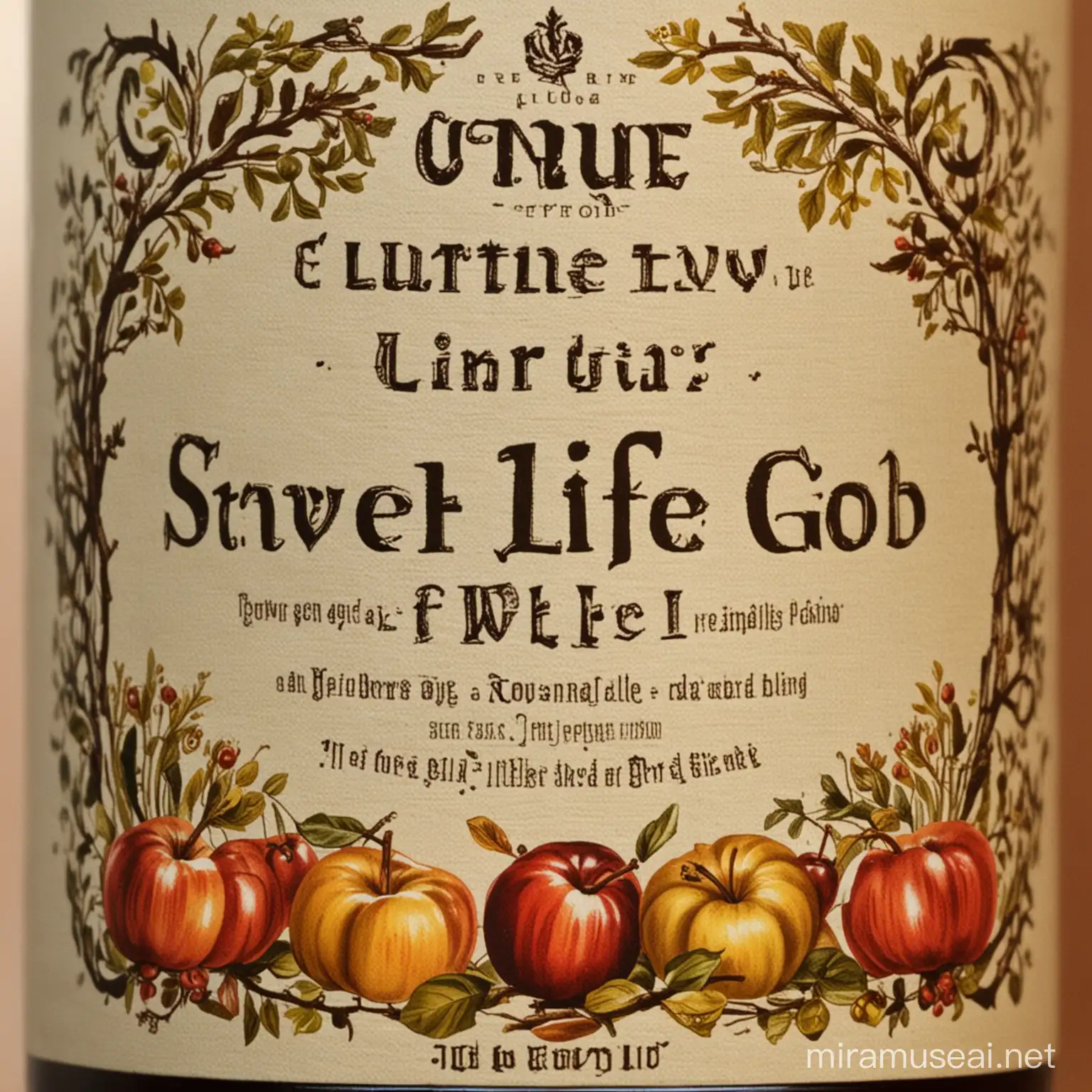 A label for a bottle of cider produced by a christian organisation working for unity called True LIfe in God
