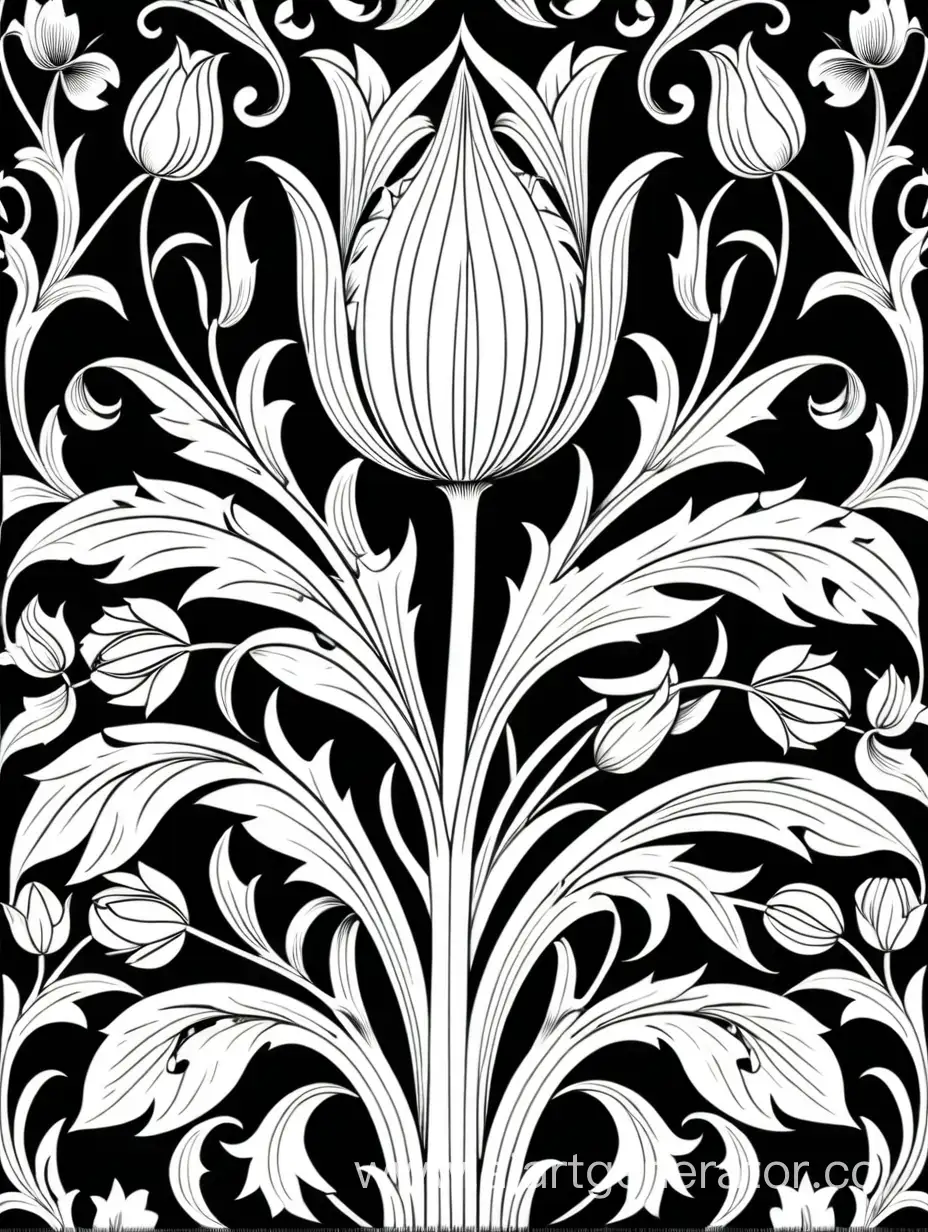 Monochrome-Tulip-Design-by-William-Morris