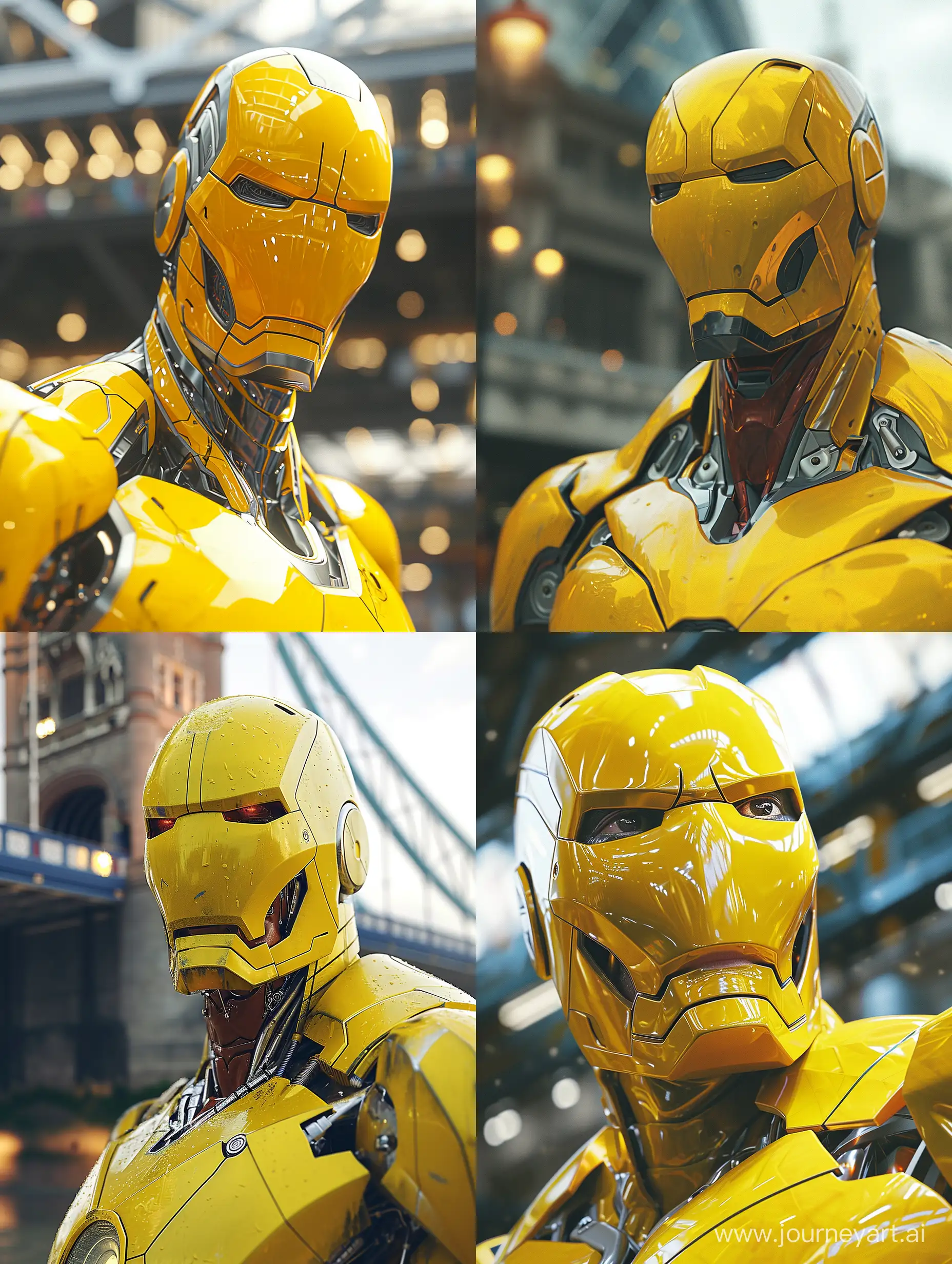  Yellow color ironman playing basketball in London,Detailed face, detailed eyes, detailed nose, detailed mouth, high_resolution, hdr, hd, 8k, cinematic,photography, photorealistic, photorealism, hyperdetailed, illustrations, illustrating,clear skin,uhd, ultra-realistic, realism, realistic, best lighting, colour,high quality, unreal engine, epic realism, detailed, best design, detailed graphics, high_contrast, super detailed, ((masterpiece)),hyper-realistic,ultra_detailed,high_definition,professional SLR camera,volumetric lights..