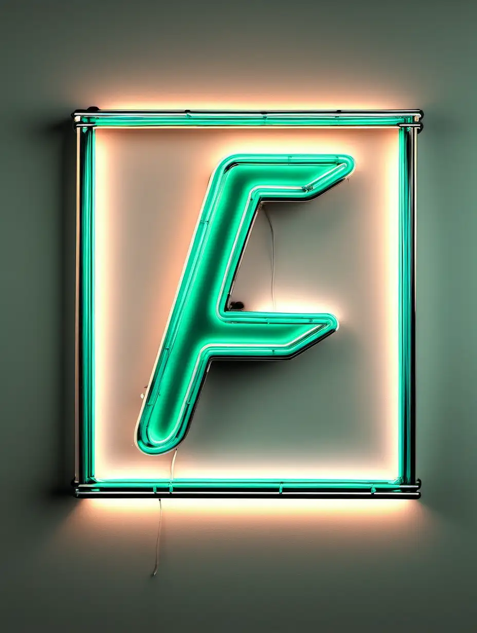 Vibrant Teal Neon Sign in F Lettering