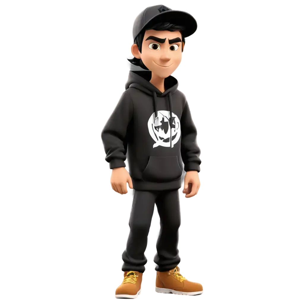 a male cartoon (DC Style) character wearing a black hoodie, baseball cap wearing backwards and a face cowboy bandana on his face