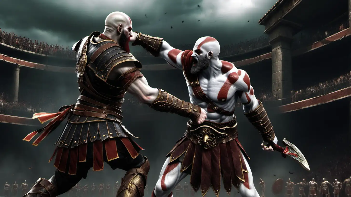 Kratos fights in Roman Armor