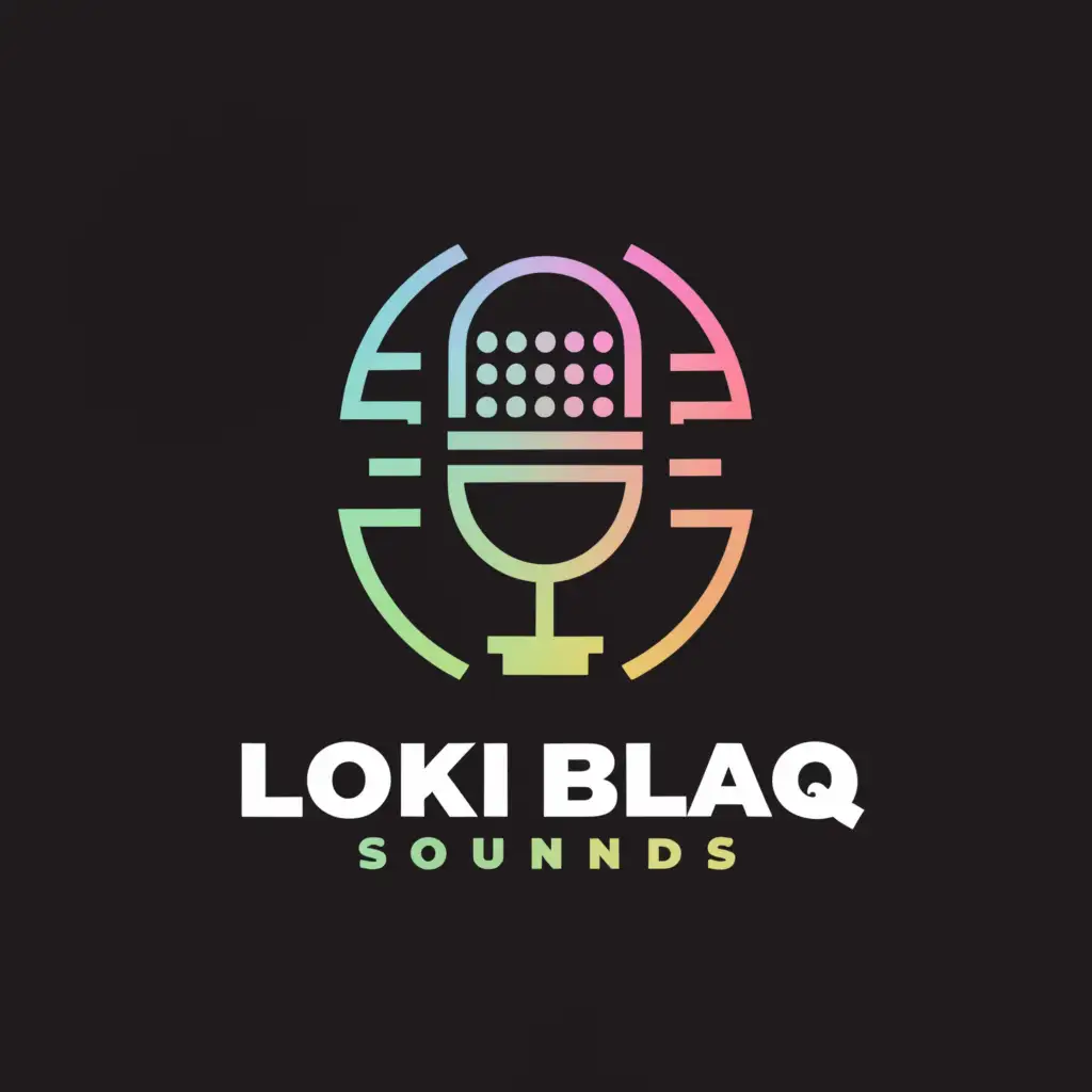 a logo design,with the text "Loki Blaq Sounds", main symbol:Microphone ,Moderate,clear background