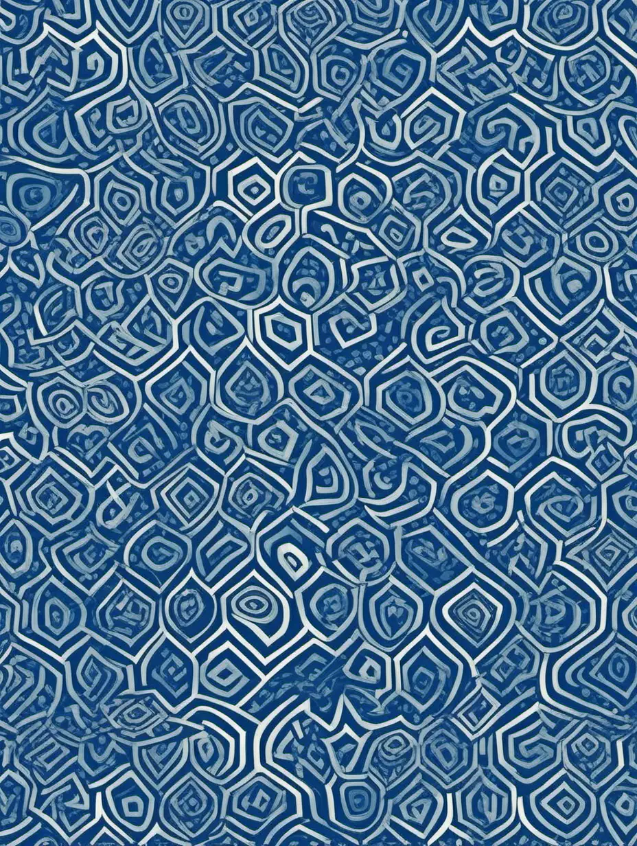Abstract Blue Patterns with Continuous Shapes and Varied Colors