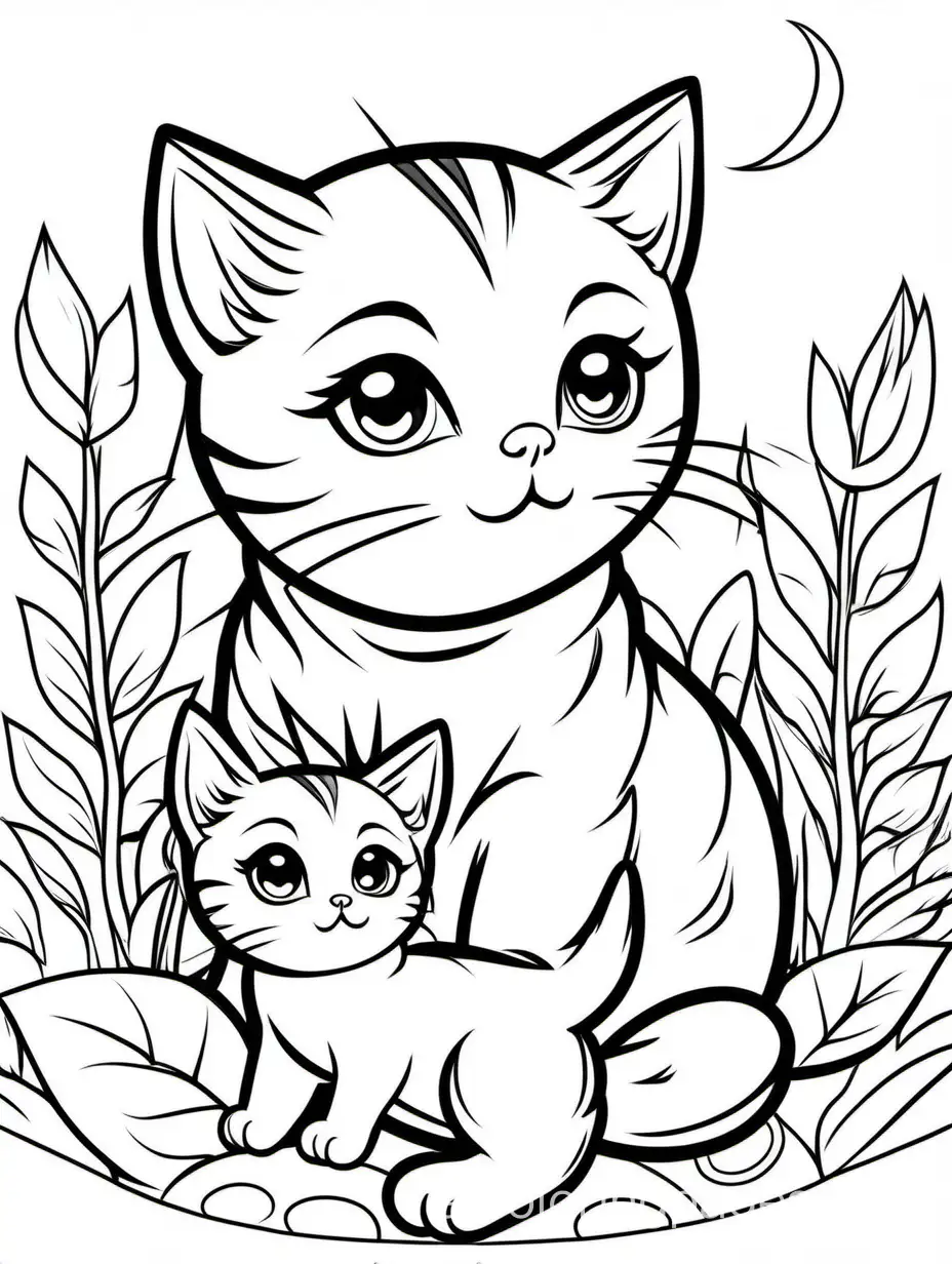 Adorable-Kitten-and-Its-Playful-Kitten-Companion-Coloring-Page