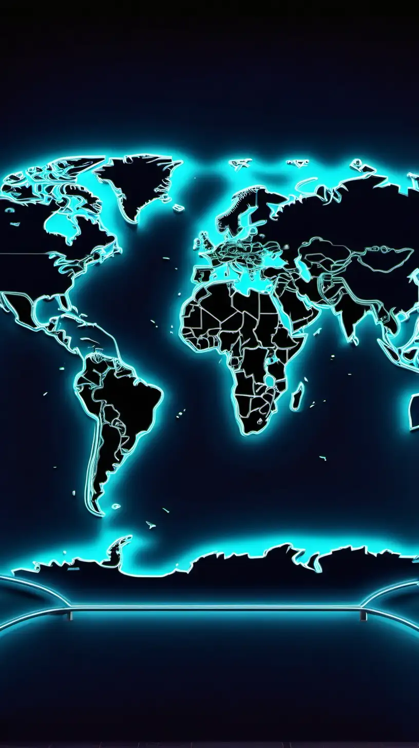 Futuristic map of the world. neon ambiance