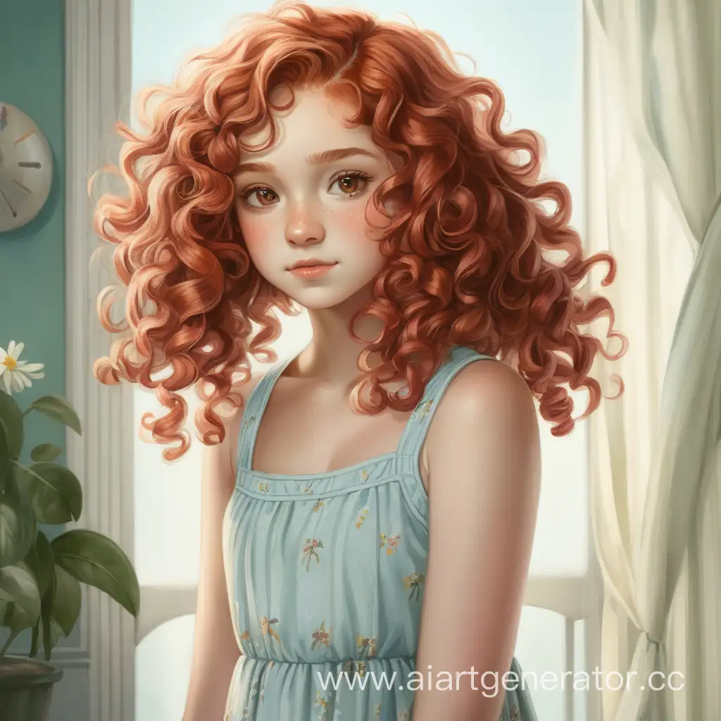 Adorable-Curly-RedHaired-Girl-in-a-Charming-Sundress