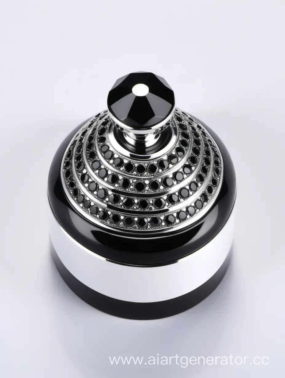 Zamac Perfume decorative ornamental long cap, metallizing finish black and white round diamond on top