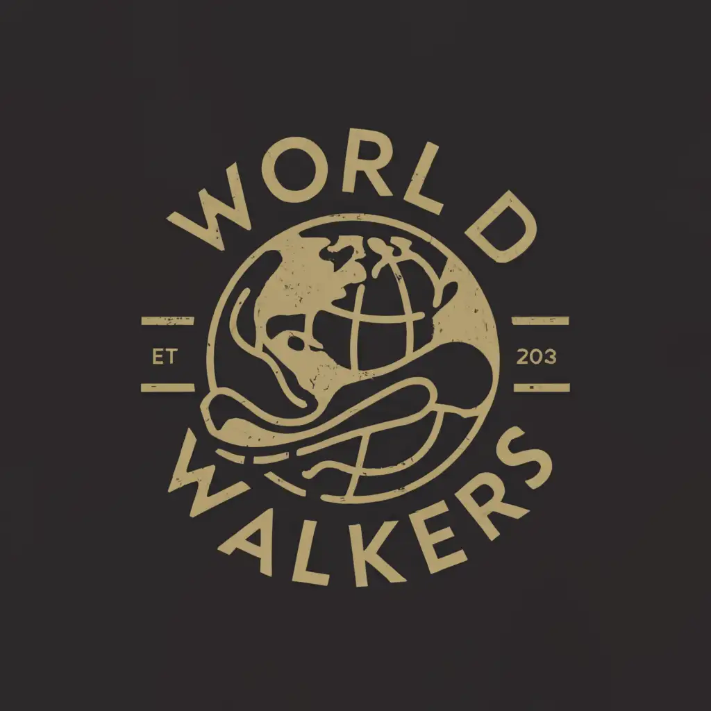 a logo design,with the text "World Walkers", main symbol:world map with running shoe,Moderate,be used in Sports Fitness industry,clear background