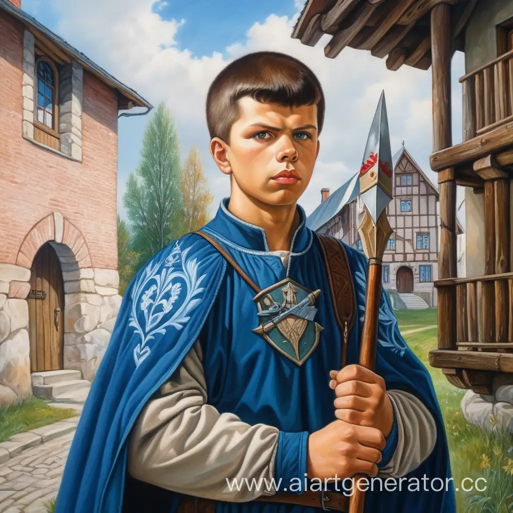 Medieval-College-Student-with-Spear-in-Modern-Urban-Setting