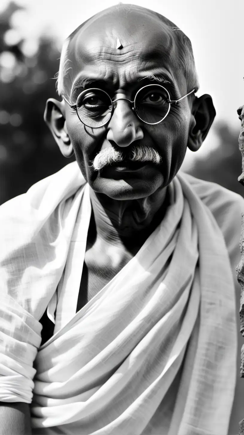 Inspiring Mahatma Gandhi Portrait with Peaceful Aura