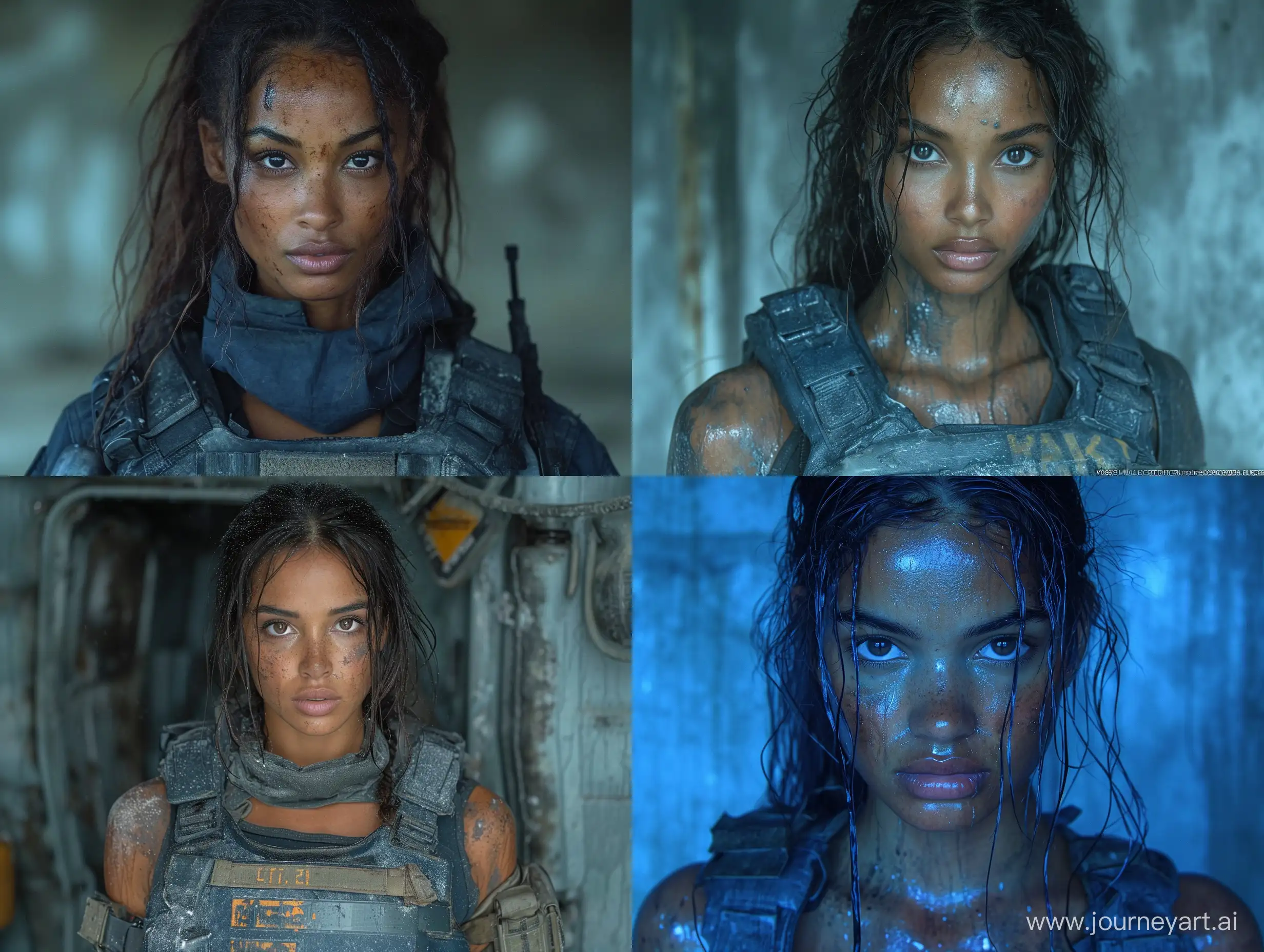 Stunning-Mercenary-Sheva-Alomar-in-Dark-Blue-Tactical-Gear