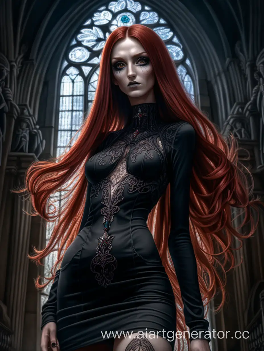 Dark-Fantasy-Demoness-with-Long-Red-Hair-in-Intricate-Black-Dress