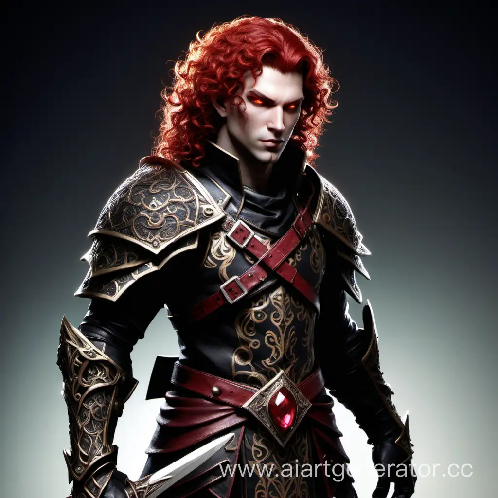 FieryRedHaired-Rogue-Kaelen-in-Intricate-Black-Leather-Armor