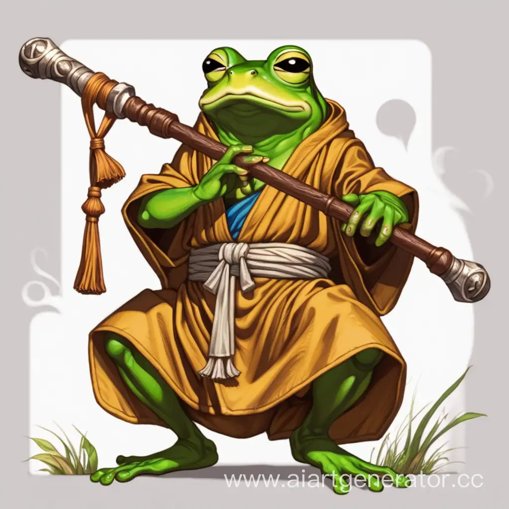Frog monk with a staff from dungeons and dragons