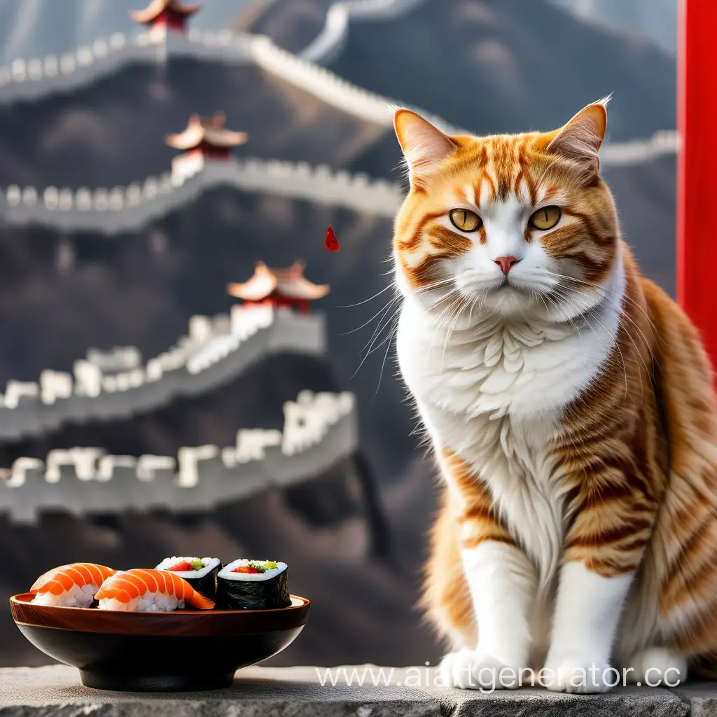 Adventurous-Cat-Poses-by-the-Great-Wall-with-Sushi-Delight